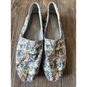 Bobs womens 8 Dogs Skechers Slip On Sneakers Comfort Shoes Gray Memory foam